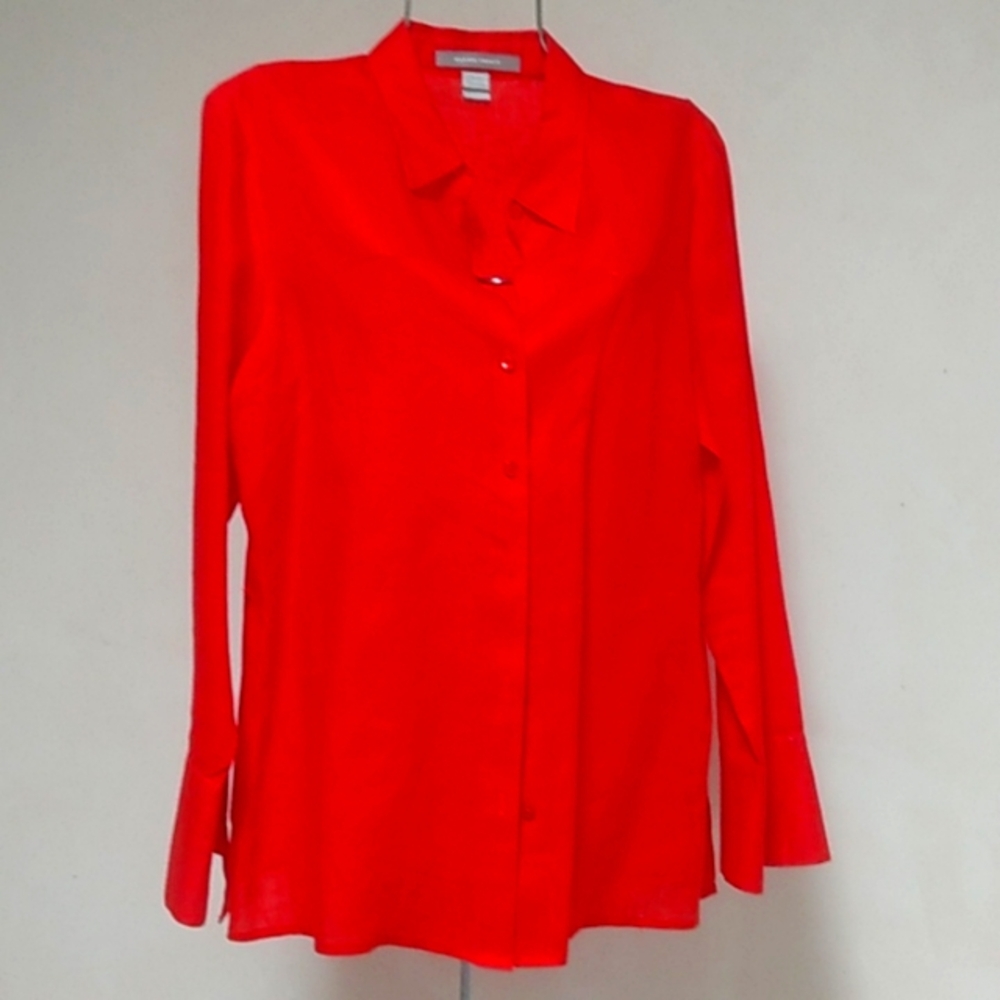 Blouse top, busy darts button down flow